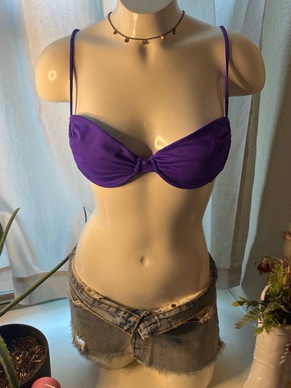 ZARA Purple Knot Front Bikini Top - Women Swimwear